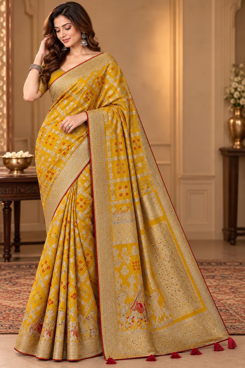Rukmani Intricate ethnic motifs and an elegant zari border